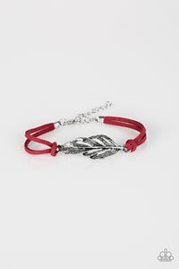 Faster Than FLIGHT Red Feather Bracelet - Paparazzi