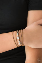 Load image into Gallery viewer, An array of brown and silver beads are knotted in place along elongated suede cording for a wanderlust fashion. To secure bracelet, tie ends in place around the wrist at desired length.  Sold as one individual bracelet.  Always nickel and lead free.