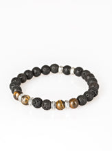 Load image into Gallery viewer, Infused with silver beading, earthy lava rocks and glassy stone beads are threaded along a stretchy band for a seasonal look.  Sold as one individual bracelet.