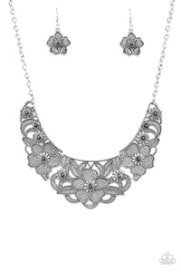 Paparazzi Petunia Paradise Silver Necklace Set