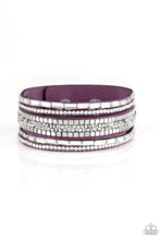 Load image into Gallery viewer, Rebel In Rhinestones Purple Wrap Bracelet