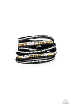 Load image into Gallery viewer, Paparazzi Rock Star Attitude Black (Gold) Wrap Bracelet