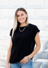 Load image into Gallery viewer, Necklace and Earrings:  Featuring shimmery silver frames, imperfect smoky gems link below the collar for a glamorous vintage inspired look. Features an adjustable clasp closure.  Bracelet:  Featuring shimmery silver frames, imperfect smoky gems link around the wrist for a glamorous vintage inspired look. Features an adjustable clasp closure.