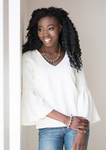 Load image into Gallery viewer, Necklace: Dipped in a metallic shimmer, faceted blue beads and classic silver beads swing from interlocking silver chains, creating a refined fringe below the collar. Features an adjustable clasp closure.  Bracelet:   Dipped in a metallic shimmer, faceted blue beads and classic silver beads swing from interlocking silver chains, creating a refined fringe around the wrist. Features an adjustable clasp closure.  Sold as one necklace, earrings, and bracelet.   Always nickel and lead free.