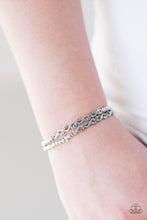 Load image into Gallery viewer, Classic silver beads are threaded along stretchy elastic bands, creating a pair of shimmery bracelets. Interweaving silver accents featuring dazzling smoky rhinestones complete the refined design.  Sold as one set of two bracelets.  Always nickel and lead free.