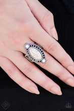 Load image into Gallery viewer, Stones are pressed into a studded silver frame, creating a southwestern inspired centerpiece. Features a stretchy band for a flexible fit.  Sold as one individual ring.  Always nickel and lead free.