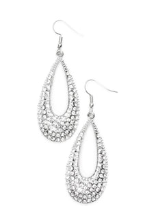 As if dipped in glitter, an airy teardrop lure is encrusted in row after row of glittery white rhinestones for a dramatic look. Earring attaches to a standard fishhook fitting.  Sold as one pair of earrings.
