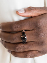 Load image into Gallery viewer, Varying in cut and shimmer, glittery black rhinestones stack into a glamorous band across the finger. Features a dainty stretchy band for a flexible fit.  Sold as one individual ring.