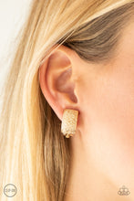 Load image into Gallery viewer, Rippling with tactile textures, a shimmery gold ribbon curls into an edgy frame for a causal look. Earring attaches to a standard clip-on fitting.  Sold as one pair of clip-on earrings.  Always nickel and lead free. 