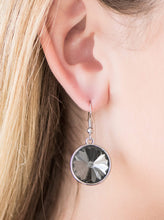 Load image into Gallery viewer, Featuring a glittery prism cut, a glassy gem is pressed into the center of a sleek frame for a timeless look. Earring attaches to a standard fishhook fitting.  Sold as one pair of earrings.