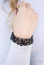 Load image into Gallery viewer,  Varying in shape and shimmer, shiny black beads are threaded along three elastic stretchy bands. Infused with dainty silver accents, the colorful bracelets stack across the wrist for a refined look.  Sold as one set of three bracelets.  Always nickel and lead free. 