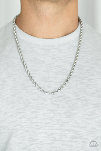 Brushed in a high-sheen finish, a thick silver rope chain drapes across the chest for a classic, upscale look. Features an adjustable clasp closure.  Sold as one individual necklace.  Always nickel and lead free.