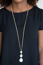 Load image into Gallery viewer, Delicately hammered in a glistening shimmer, asymmetrical silver frames link at the bottom of a lengthened yellow suede strand for a bold artisanal look. Features an adjustable clasp closure.  Sold as one individual necklace. Includes one pair of matching earrings.  Always nickel and lead free.
