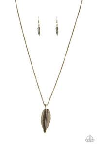 Paparazzi Feather Forager Brass Necklace Set