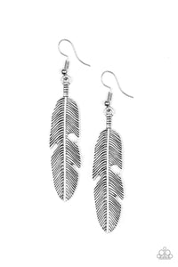 Feathers QUILL Fly Silver Feather Earrings
