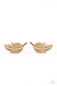 Flying Feathers Gold Post Earrings
