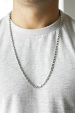 Load image into Gallery viewer, Featuring clasp-like links, an ornate silver chain drapes across the chest for a causal look. Features an adjustable clasp closure.  Sold as one individual necklace.  Always nickel and lead free.