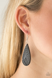 Paparazzi Get In The Groove Black Leather Earrings