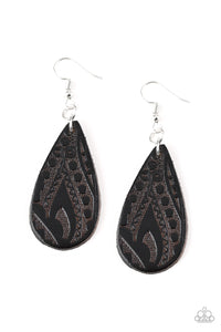 Paparazzi Get In The Groove Black Leather Earrings