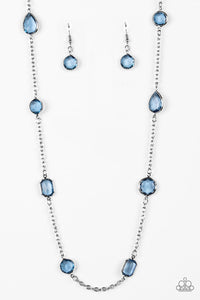 Paparazzi Glassy Glamorous Blue Necklace Set