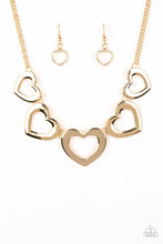 Load image into Gallery viewer, Paparazzi Hearty Hearts Gold Necklace Set