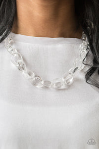 Glassy links connect below the collar, creating a colorfully, modern chain. Features an adjustable clasp closure.  Sold as one individual necklace. Includes one pair of matching earrings.  Always nickel and lead free.