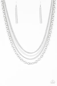 Paparazzi Intensely Industrial White Necklace Set