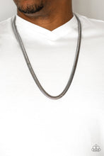 Load image into Gallery viewer, Featuring a high-sheen finish, a thick gunmetal herringbone chain drapes across the chest for a sleek, upscale look. Features an adjustable clasp closure.  Sold as one individual necklace.  Always nickel and lead free.