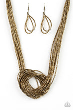 Load image into Gallery viewer, Paparazzi Knotted Knockout Brass Necklace Set