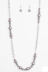 Sections of classic silver beads and pearly silver beads trickle along a shimmery silver chain for a refined look. Features an adjustable clasp closure.  Sold as one individual necklace. Includes one pair of matching earrings.