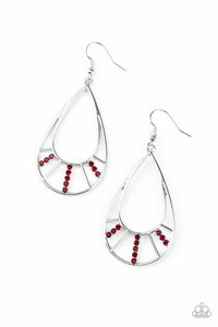 Paparazzi Line Crossing Sparkle Red Earrings