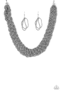 Paparazzi Mesmerizingly Mesopotamia Silver Necklace Set