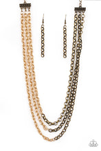 Load image into Gallery viewer, Metro Madness Brass and Gold Necklace - Paparazzi