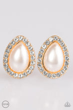 Load image into Gallery viewer, Glittery white rhinestones spin around a pearly teardrop center.
