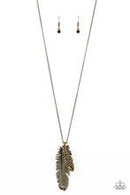 Load image into Gallery viewer, Own Free QUILL Brass Feather Necklace Set - Paparazzi