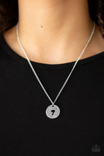 Load image into Gallery viewer,   Featuring an airy palm tree cutout and the words, &quot;Beach Days&quot;, a shimmery silver charm attaches to a dainty silver chain below the collar for a summery look. Features an adjustable clasp closure.  Sold as one individual necklace. Includes one pair of matching earrings.  Always nickel and lead free.