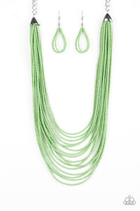 Paparazzi Peacefully Pacific Green Necklace Set
