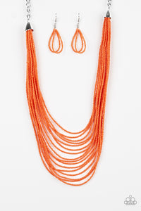 Paparazzi Peacefully Pacific Orange Necklace Set