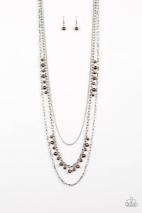 Paparazzi Pearl Pageant Brown Necklace Set