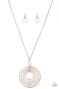 Paparazzi Running Circles in My Mind Rose Gold Necklace Set