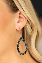 Load image into Gallery viewer, Dainty black stone beads are encrusted along the front of a shimmery silver teardrop, creating a seasonal lure. Earring attaches to a standard fishhook fitting.  Sold as one pair of earrings.  Always nickel and lead free.