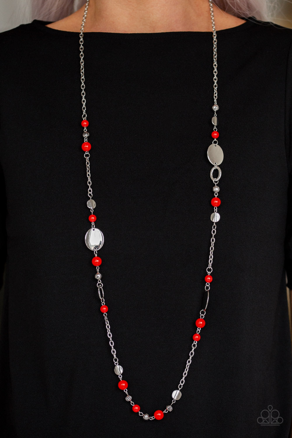 Red and silver hot sale paparazzi necklace