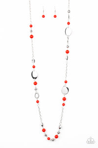Paparazzi Serenely Springtime Red Necklace Set