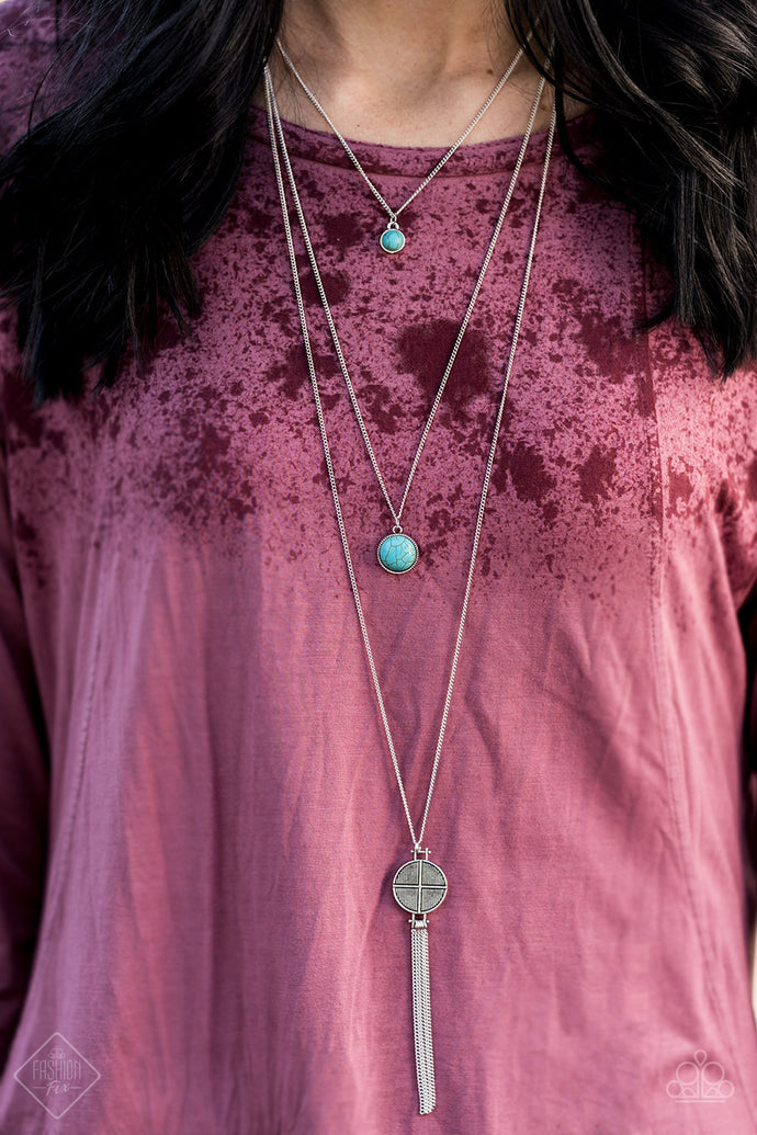 Refreshing turquoise stone pendants layer down the chest, giving way to an ornate silver disc for a seasonal look. Features an adjustable clasp closure.  Sold as one individual necklace. Includes one pair of matching earrings.   Simply Santa Fe Fashion Fix  January 2019  Always nickel and lead free.