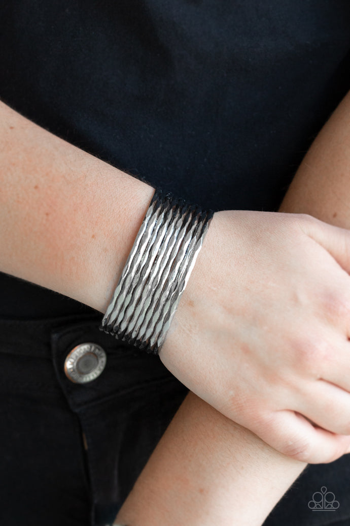 Featuring diamond-cut shimmer, rows of glistening silver bars arc across the wrist, stacking into a bangle-like cuff.  Sold as one individual bracelet.  Always nickel and lead free.