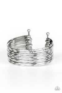 Paparazzi Stacked Shimmer Silver Cuff Bracelet