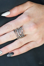 Load image into Gallery viewer, Dainty orange rhinestones are sprinkled along a shattered silver frame, creating an edgy centerpiece atop the finger. Features a stretchy band for a flexible fit.  Sold as one individual ring.   Always nickel and lead free.