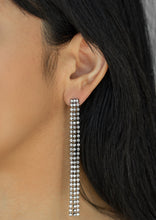 Load image into Gallery viewer, Three strands of glittery white rhinestones free-fall from the ear, coalescing into a timeless chandelier. Earring attaches to a standard post fitting.  Sold as one pair of post earrings.  