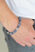 Load image into Gallery viewer, Essential Oil Alert!!  Infused with dainty silver accents, a collection of black lava rock beads and refreshing blue stone beads are threaded along a stretchy band around the wrist for a seasonal style.  Sold as one individual bracelet.  Always nickel and lead free.