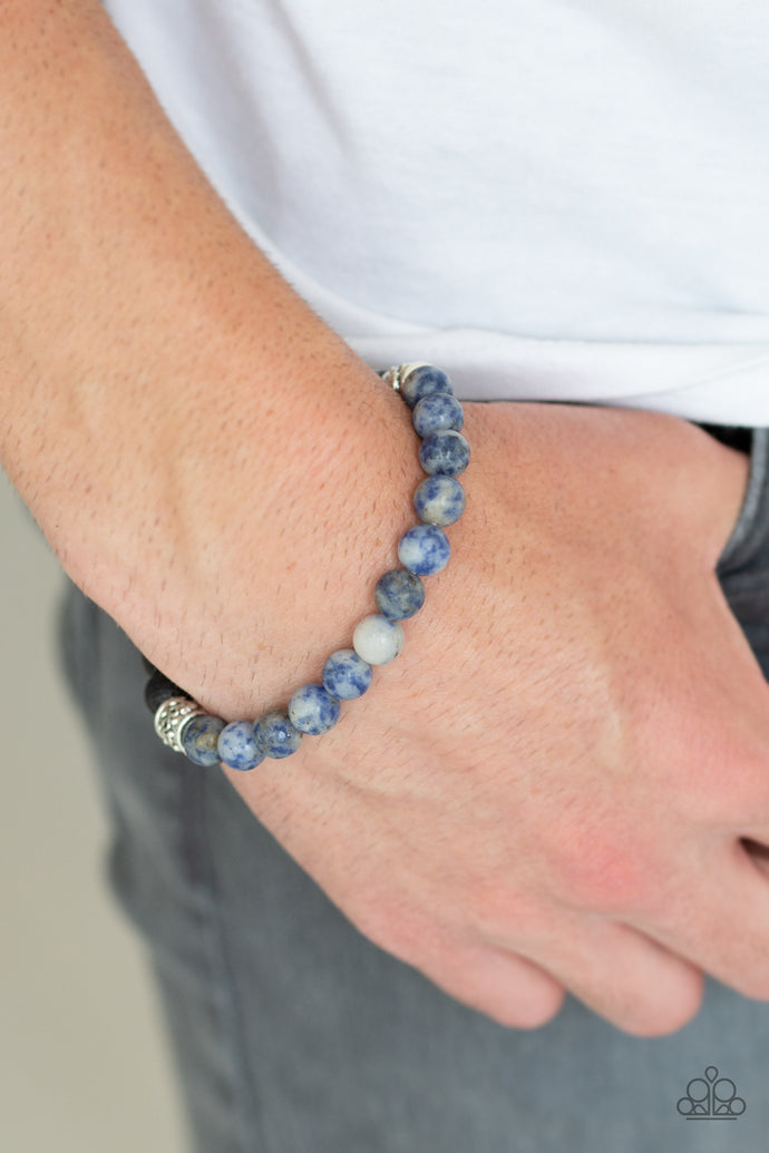Essential Oil Alert!!  Infused with dainty silver accents, a collection of black lava rock beads and refreshing blue stone beads are threaded along a stretchy band around the wrist for a seasonal style.  Sold as one individual bracelet.  Always nickel and lead free.